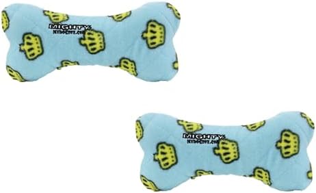 MIGHTY- NO Stuff Bone– Squeaky Plastic Core. 2-in-1 Toy. Made Durable, Strong & Tough. Interactive Play Dog Toy (Tug, Toss & Fetch). It Floats. (Blue, Medium 2 Pack)
