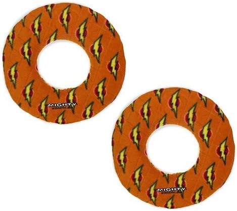 MIGHTY- NO Stuff Ring - Squeaky Plastic Core. 2-in-1 Toy. Made Durable, Strong & Tough. Interactive Play (Tug, Toss & Fetch). It Floats (Orange, Large 2 Pack)