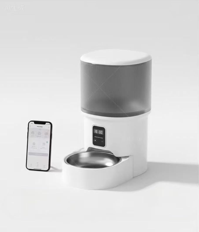 Intelligent Pet Automatic Feeder - Smart APP Remote Control, Food Freshness Preservation, Anti-Jam Design, Dual Power Supply (Plug-in & Battery), Easy to Clean for Uninterrupted Feeding When Away