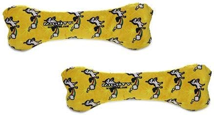 MIGHTY- NO Stuff Bone– Squeaky Plastic Core. 2-in-1 Toy. Made Durable, Strong & Tough. Interactive Play Dog Toy (Tug, Toss & Fetch). It Floats. (Unicorn, Large 2 Pack)