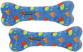 MIGHTY- NO Stuff Bone– Squeaky Plastic Core. 2-in-1 Toy. Made Durable, Strong & Tough. Interactive Play Dog Toy (Tug, Toss & Fetch). It Floats. (Celebration, Large 2 Pack)