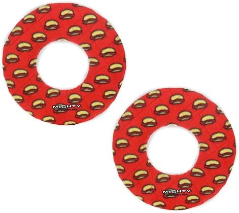 MIGHTY- NO Stuff Ring - Squeaky Plastic Core. 2-in-1 Toy. Made Durable, Strong & Tough. Interactive Play (Tug, Toss & Fetch). It Floats (Red, Medium 2 Pack)