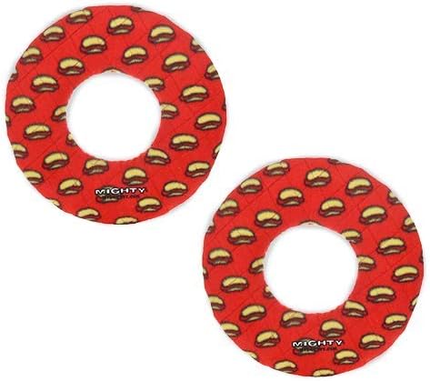 MIGHTY- NO Stuff Ring - Squeaky Plastic Core. 2-in-1 Toy. Made Durable, Strong & Tough. Interactive Play (Tug, Toss & Fetch). It Floats (Red, Large 2 Pack)