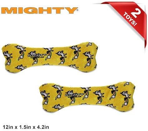 MIGHTY- NO Stuff Bone– Squeaky Plastic Core. 2-in-1 Toy. Made Durable, Strong & Tough. Interactive Play Dog Toy (Tug, Toss & Fetch). It Floats. (Unicorn, Large 2 Pack)