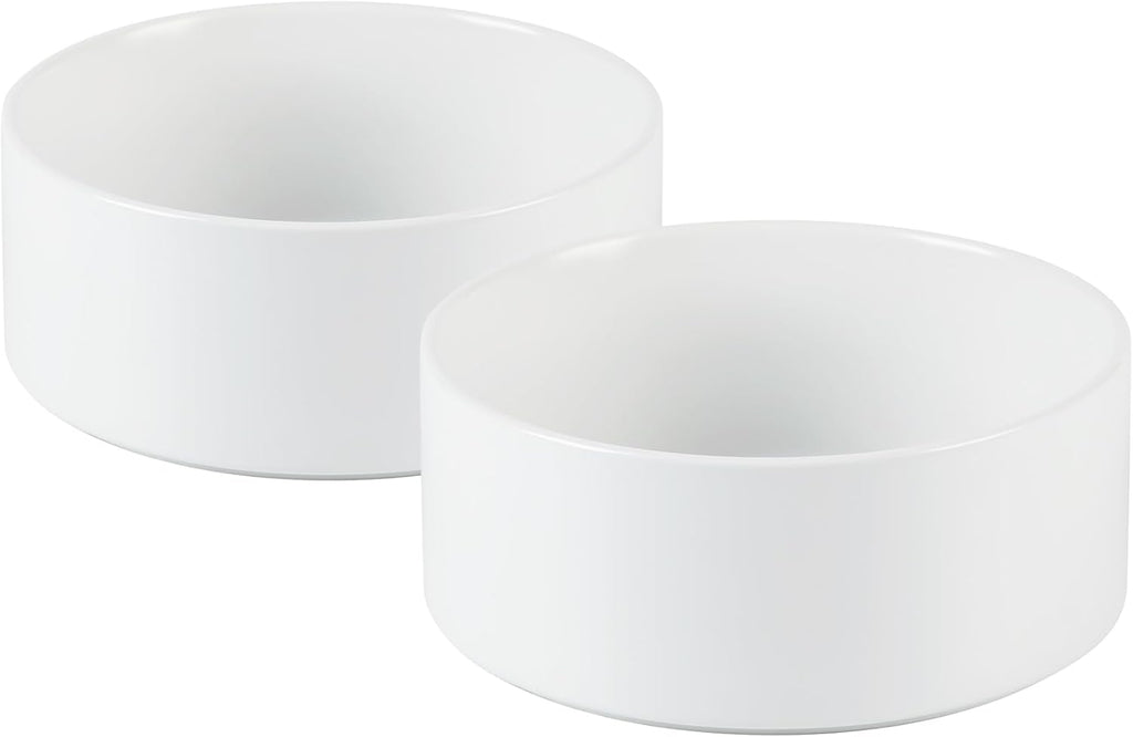 Ceramic 5.1inch Set of 2 Dog and Cat Bowls, Food and Water Feeder for Small Breed Dogs, Kitty, Cats, 2pcs Dog & Cat Dishes(2 Bowls, White)
