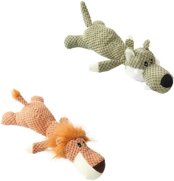 Dog Plush Toys for Aggressive Chewers, New Interactive Toys for Heavy Chewers Durable Chew Toys Dog Plush Toy (40 * 17CM, Wolf+Elephant)