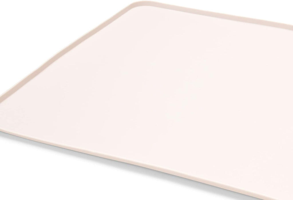 Silicone Dog Mat for Water Bowl and Food Dish, Pet Mat for Floors, Waterproof Dog Food Tray (Off-White Light Lavender)
