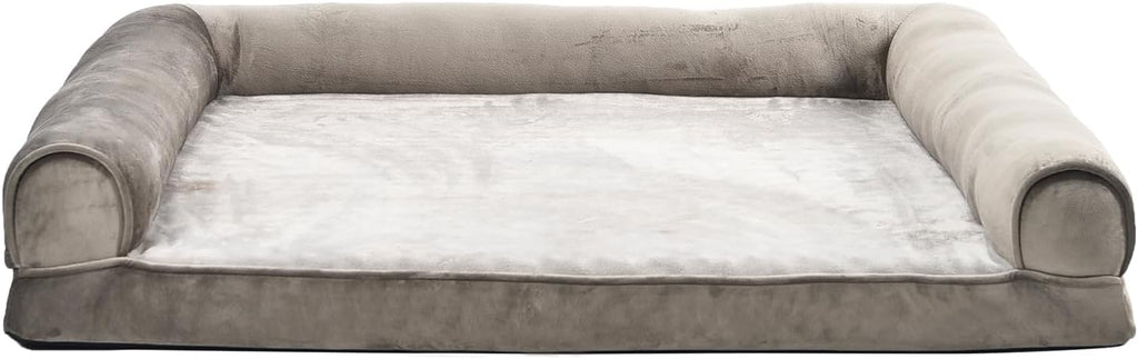 Amazon Basics Dog Bed with Cooling Gel Memory Foam, Pressure-Relief Support for Dogs up to 90lbs, Non-Slip Bottom, Machine Washable Cover, Extra Large Sized (44" x 35"), Brown