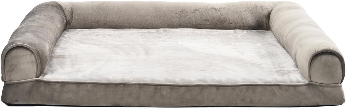 Amazon Basics Dog Bed with Cooling Gel Memory Foam, Pressure-Relief Support for Dogs up to 30lbs, Non-Slip Bottom, Machine Washable Cover, Medium Sized (30" x 20"), Brown