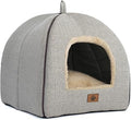 Cat Bed - Cat Cave House Tent with Washable Cushioned Pillow, Soft Kitten Beds, Pet Furniture (Large, Beige)