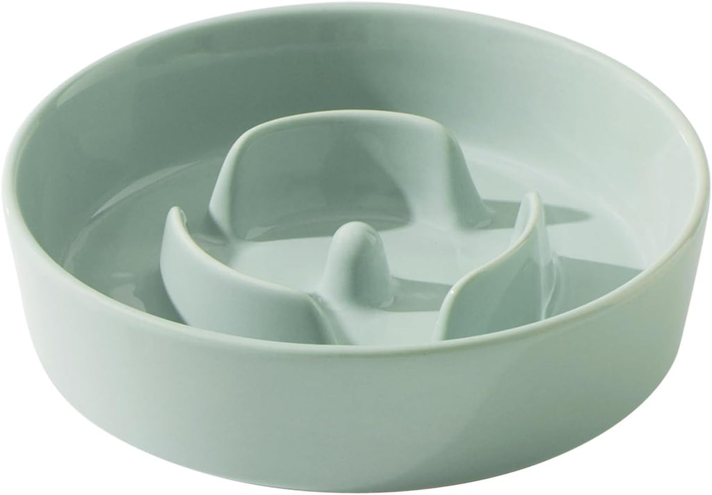 6.1inch Ceramic Dog Bowl Slow Feeder for Small Dog, Pet Slow Feeder, Stop Bloat, Preventing Choking(Single Bowl-Light Green)