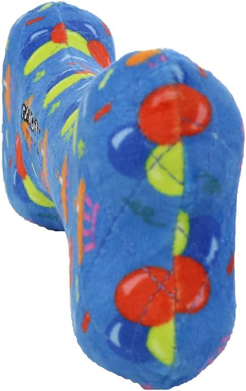 MIGHTY- NO Stuff Bone– Squeaky Plastic Core. 2-in-1 Toy. Made Durable, Strong & Tough. Interactive Play Dog Toy (Tug, Toss & Fetch). It Floats. (Celebration, Large 2 Pack)