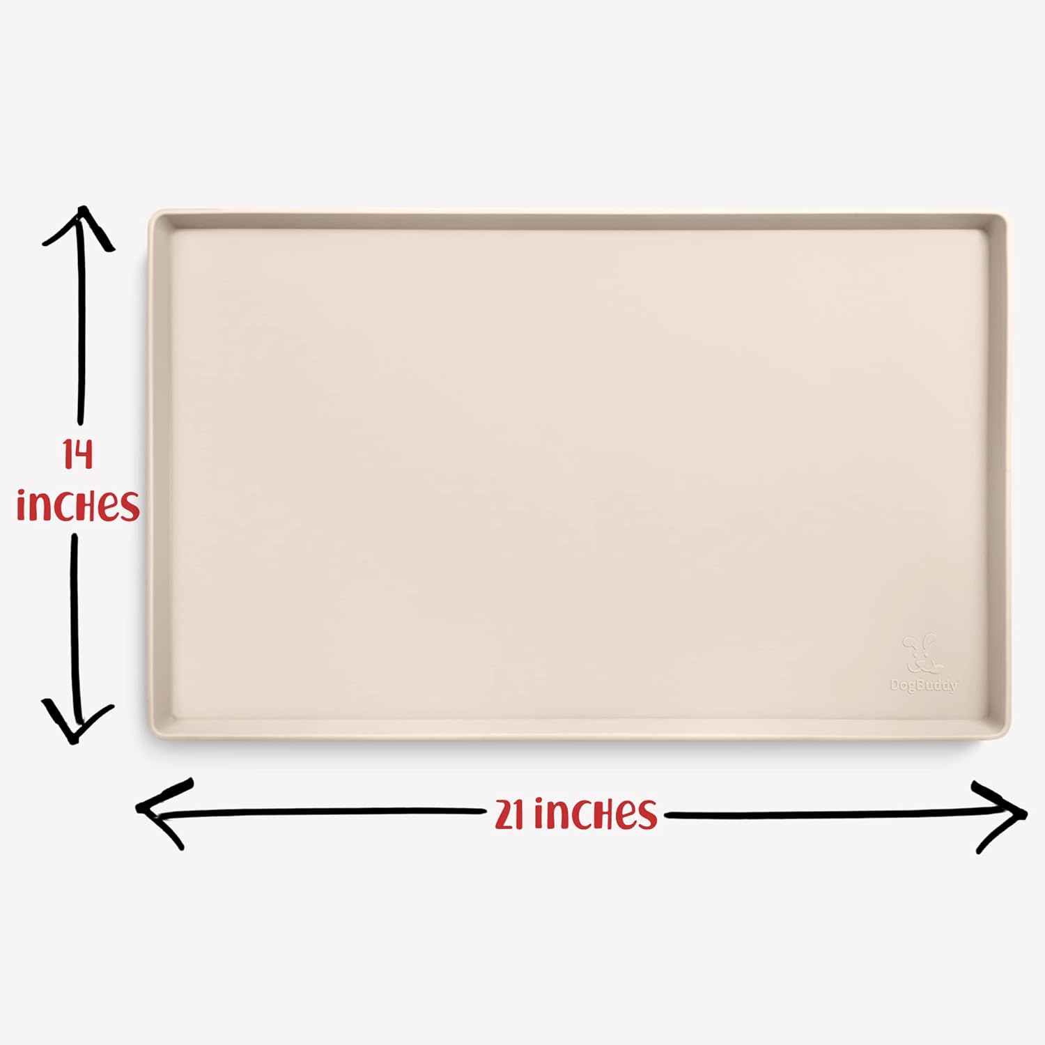 DogBuddy Waterproof Dog Food Mat with Raised Edge, Silicone - Nonslip Pet Feeding Mat for Floors (M: 21' x 14', Vanilla)