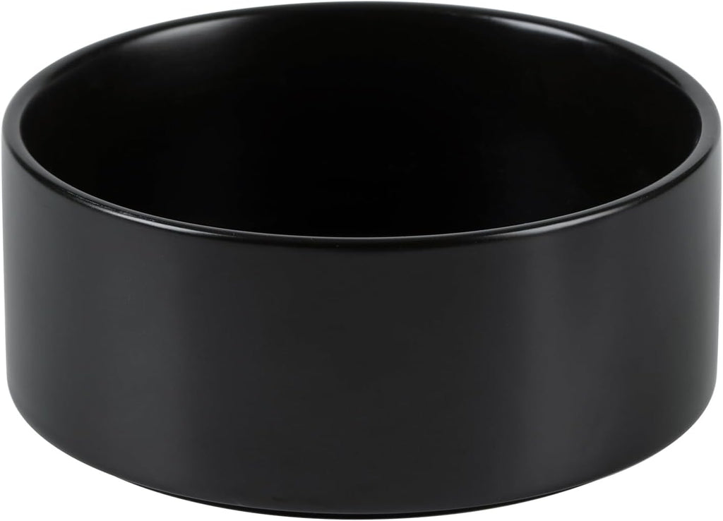 Ceramic Dog Bowl, Food and Water Bowl for Medium Breed Dog, Pet Bowl for Replacement (7.3 inch, Single Bowl, Black)
