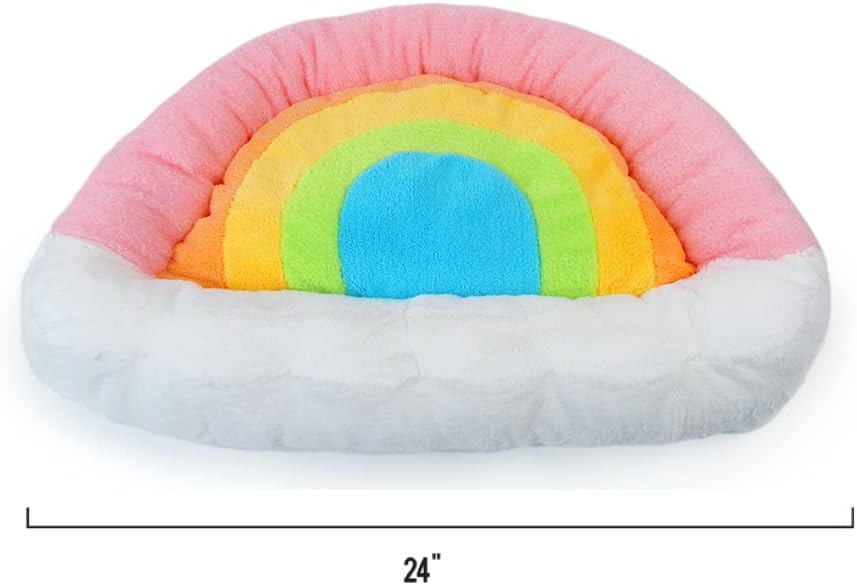 TONBO Soft Plush Small Cute and Cozy Nature Dog Cat Bed, Washer and Dryer Friendly (Rainbow)