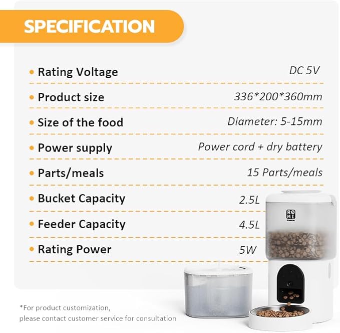 Automatic Cat Feeder with Camera 1080P HD Video 2.4G&5G WiFi Cat Water Fountain with Moving Water Feature Timed Auto Feeder with APP Control,Multiple Cats, Detachable for Easy Clean