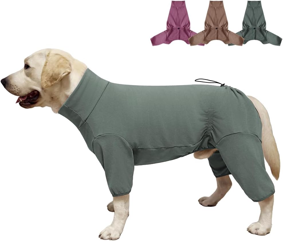 Dog Pyjamas PJS Sweater Clothes and Home Clothing Suitable for Medium to Large Breeds of Dogs, Dog Neutering Suits, Extra-Large Stretch Fabric, Four-Legged Clothes (Thickened Green, 2XL)