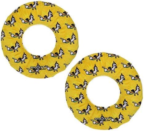 MIGHTY- NO Stuff Ring - Squeaky Plastic Core. 2-in-1 Toy. Made Durable, Strong & Tough. Interactive Play (Tug, Toss & Fetch). It Floats (Unicorn, Large 2 Pack)