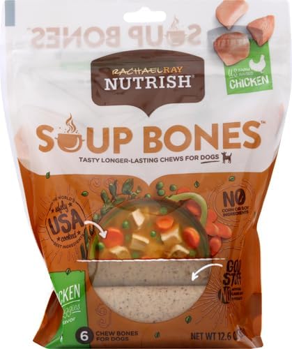 Nutrish Rachael Ray Soup Bones Dog Treats, Chicken & Veggies Flavor, 6 Bones (Pack of 2)