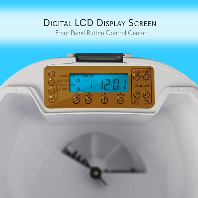 SereneLife Automatic Dog Feeder, Programmable Dispenser with Voice Recording, Adjustable Dispense, LCD Display, Cat Feeder Automatic for Optimal Feeding Schedule