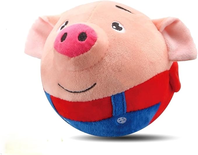 Interactive Dog Toys, 2026 New Active Moving Squeaky Dog Ball with Talking Sound, Rechargeable Washable Plush Toy (Red Pig)
