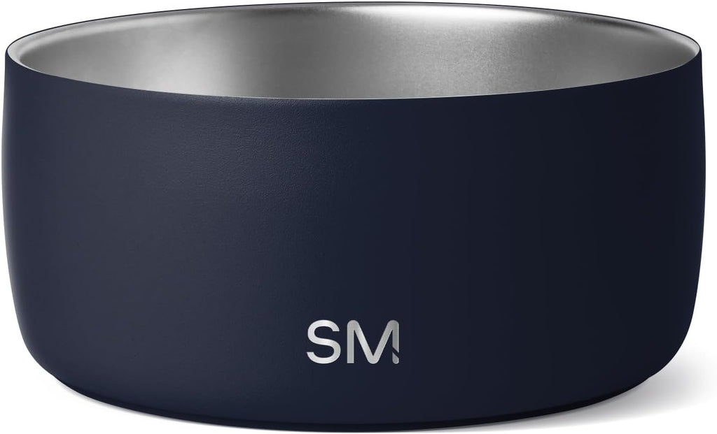 Simple Modern Stainless Steel Pet Water Bowl for Dogs & Cats | Reusable Insulated Stainless Steel Food Bowls for Dog Cat | No Tip No Slip BPA Free | Bentley Collection | Medium (32oz) | Deep Ocean