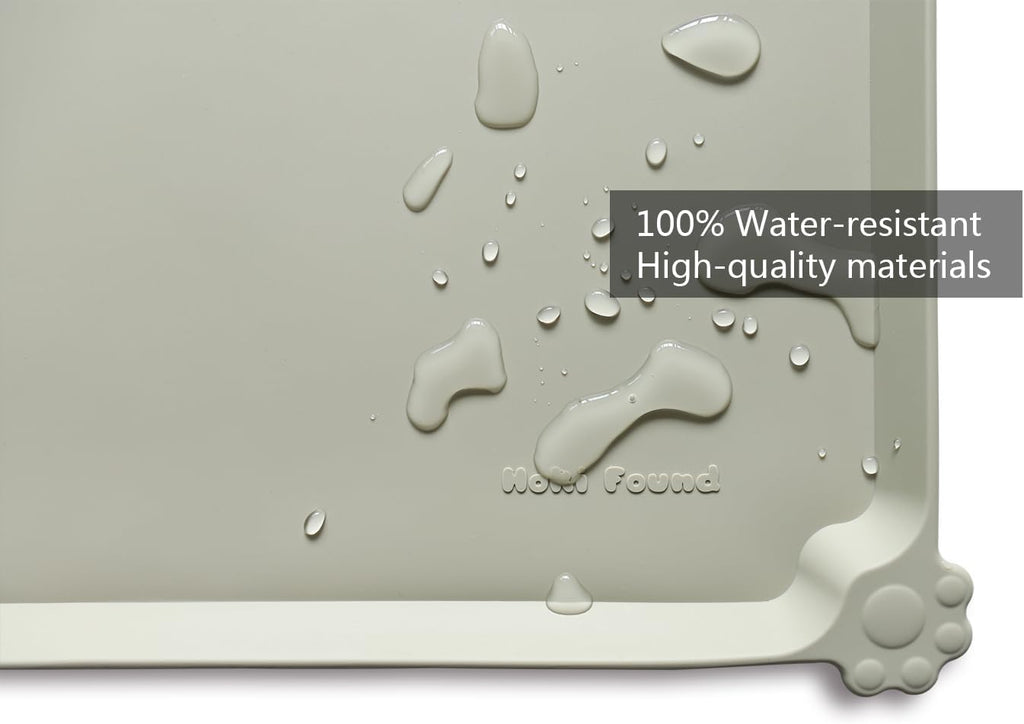 Hoki Found L Silicone Non Slip Pet Dog Cat Bowl Mats - Placemat - Feeding Mat - Waterproof - For Carpet - Cream Green