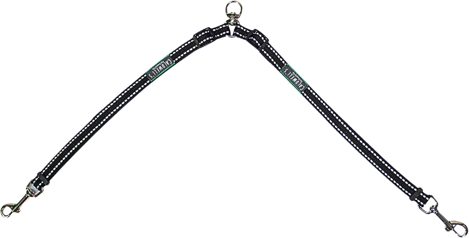 Caldwell's Pet Supply Co. Leash Coupler, Two Dog Leash Splitter to Split Leashes for Walking 2 Dogs, Tangle Free Double Dog Leashes Connector, Adjustable Attachment for Small or Medium Dogs