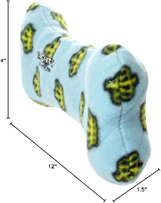 MIGHTY- NO Stuff Bone– Squeaky Plastic Core. 2-in-1 Toy. Made Durable, Strong & Tough. Interactive Play Dog Toy (Tug, Toss & Fetch). It Floats. (Blue, Large 2 Pack)