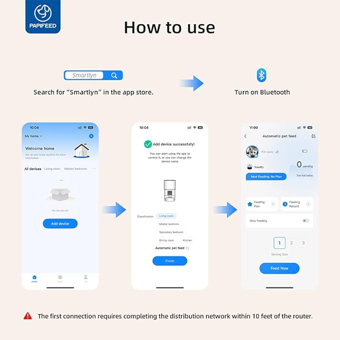 PAPIFEED Automatic Cat Feeder Upgrade, WiFi Pet Feeder with APP Control for Remote Feeding, Detachable for Easy Clean, Dual Power Supply,1-10 Meals Per Day for Multiple Pets(Gray)