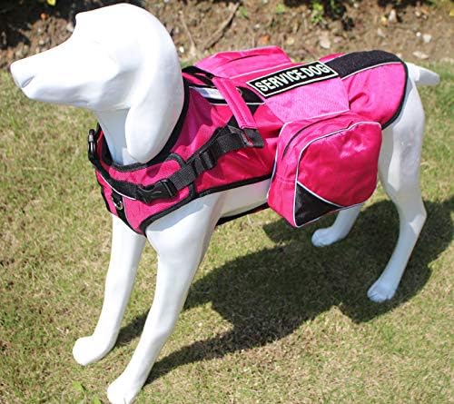 Serijoars Dog Vest Harnesses with Saddlebag Backpack for Camping & Travel - Reflective Hound Hiking Backpack Saddle Bag - Lightweight Vest Harness for Medium & Large Dogs (Hot Pink, L)
