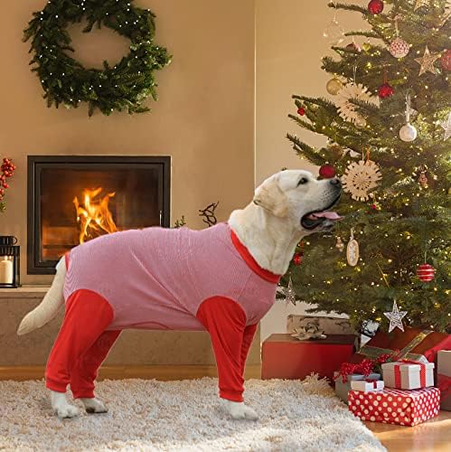 Yeapeeto Dog Onesie Surgery Recovery Suit for Large Medium Bodysuit Dogs Pajamas PJS Full Body for Shedding, Prevent Licking, Wound Protection, Cone Alternative (6X-Large (Pack of 1), Red)