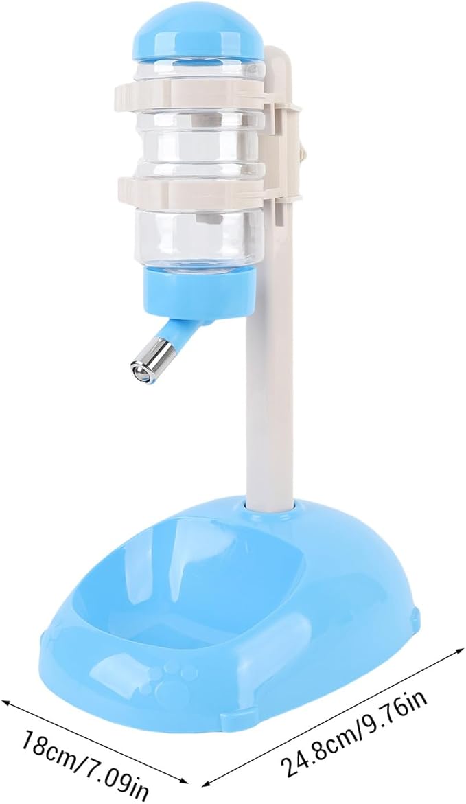 Pet Standing Water Dispenser, Height Adjustable Automatic Water Feeder Food Feeder Bowl, 500ml Dog Water Bottle Dispenser, Dog Cat Feeding Water Bowl Set (Blue)