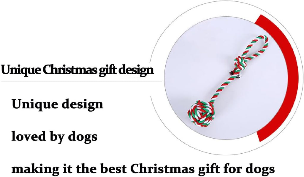 Dog Chew Toys,Dog Toys for Small Dogs and Medium Dogs for Boredom and Stimulating Teeth Cleaning Gum Massage Tug Christmas Dog Ball Rope Toy Set of 2