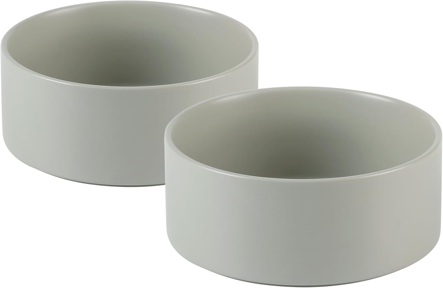 Ceramic 5.1inch Set of 2 Dog and Cat Bowls, Food and Water Feeder for Small Breed Dogs, Kitty, Cats, 2pcs Dog & Cat Dishes(2 Bowls, Grey)