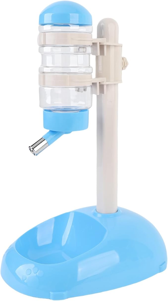 Pet Standing Water Dispenser, Height Adjustable Automatic Water Feeder Food Feeder Bowl, 500ml Dog Water Bottle Dispenser, Dog Cat Feeding Water Bowl Set (Blue)