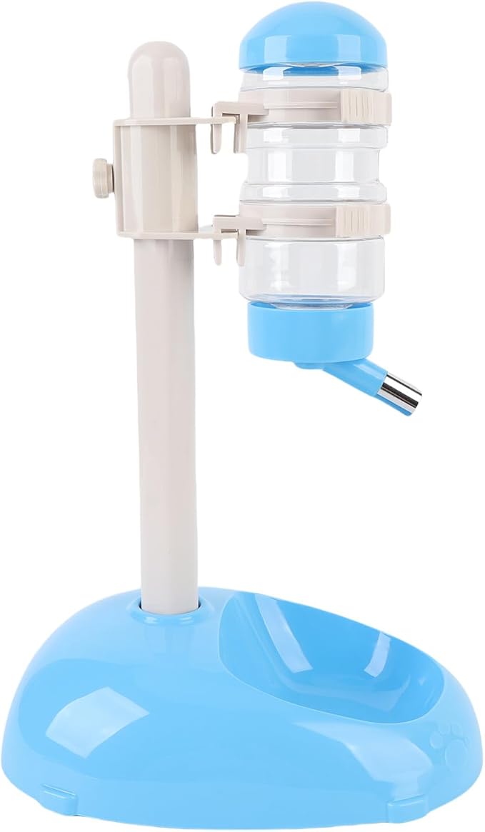Pet Standing Water Dispenser, Height Adjustable Automatic Water Feeder Food Feeder Bowl, 500ml Dog Water Bottle Dispenser, Dog Cat Feeding Water Bowl Set (Blue)