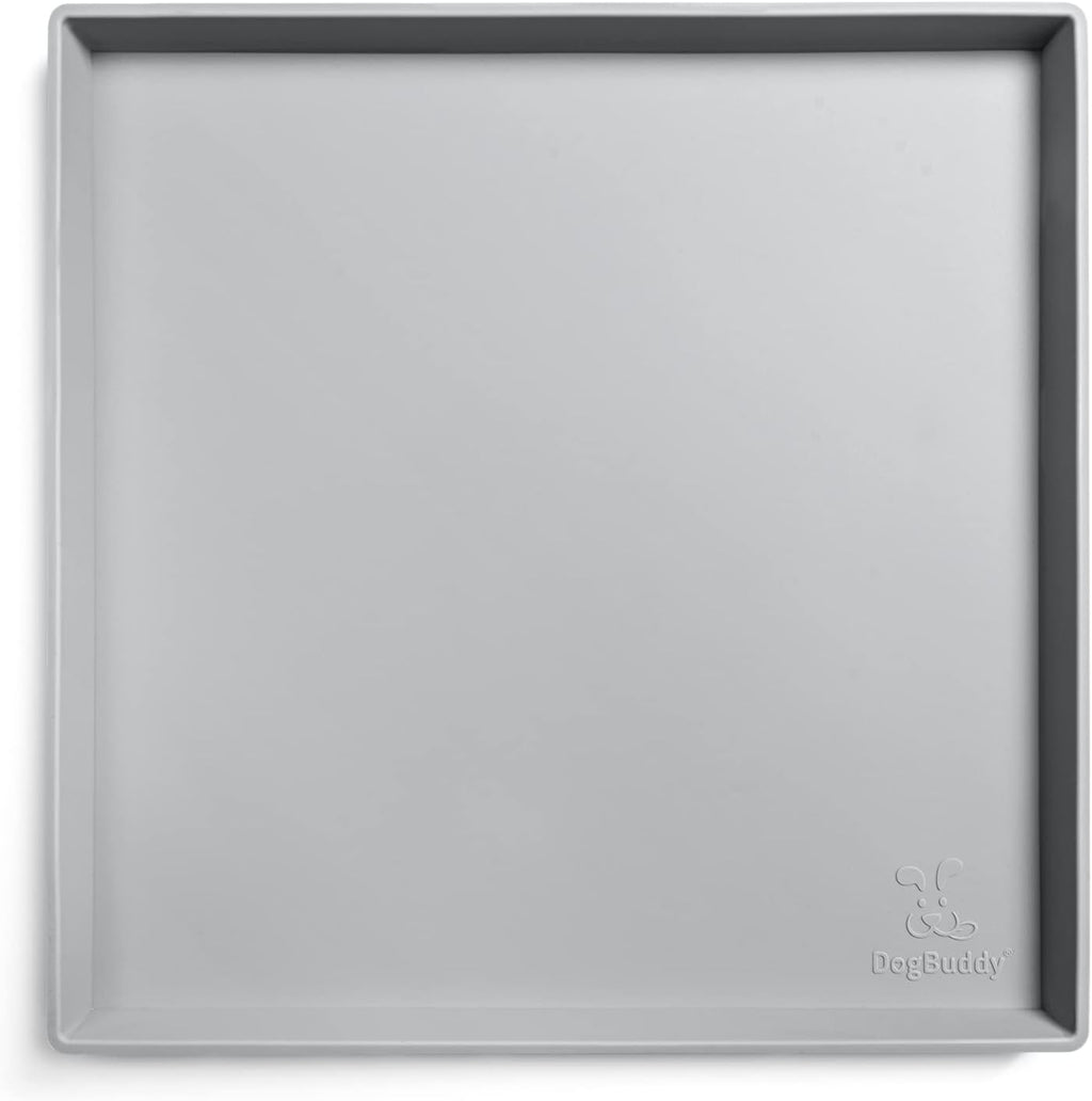 DogBuddy Dog Food Mat – Waterproof Dog Bowl Mat for Food and Water, Silicone Pet Feeding Mats for Floors, Non-Slip Placemat with High Edges for Dogs Bowls, Puppy Essentials (XS: 11" x 11", Mist)