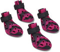 Dog Shoes for Hot Pavement and Snow, Silicone Dog Booties for Small Medium Large Dogs, Waterproof Paw Protectors- Non-Slip, Adjustable Straps, Dog Boots for Beach/Rain/Hiking (Black Pink, M)