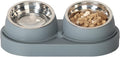 UBPET Cat Feeder and Water Dispenser, 2025 Upgraded Cat Feeder with Stainless Steel Bowls, Pet Food Dispenser for Cats and Small Dogs, Easy to Clean(White and Gray)