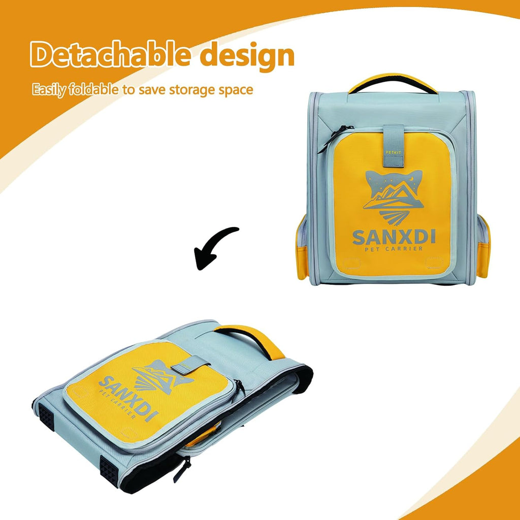 Expandable Pet Backpack, Cat Backpack with Breathable Mesh, Collapsible Soft Cat Travel Bag for Outdoor Hiking, Large Space Dog Backpack(Purple)