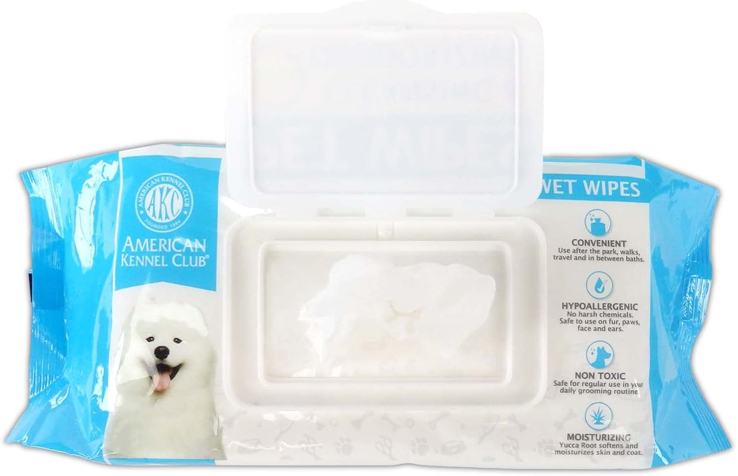 AKC Dog Wipes for Cleansing & Deodorizing Great for Face, Ears, Paws, Body, & Butt - Lavender Scented - 100pk