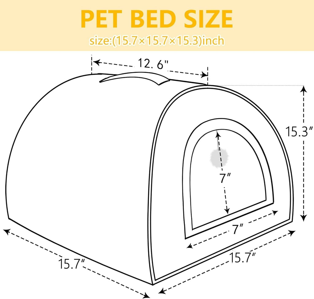 Cat Bed for Indoor Cats，Foldable cat cave，Anti-Slip & Water-Resistant Bottom，cat Houses for Indoor Cats or Small Dogs, Kitten Tent, Rabbit Bed (Dark Grey, L:(17.5"×16.9"×15.9"))