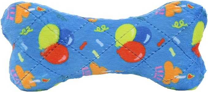 MIGHTY- NO Stuff Bone– Squeaky Plastic Core. 2-in-1 Toy. Made Durable, Strong & Tough. Interactive Play Dog Toy (Tug, Toss & Fetch). It Floats. (Celebration, Medium 2 Pack)