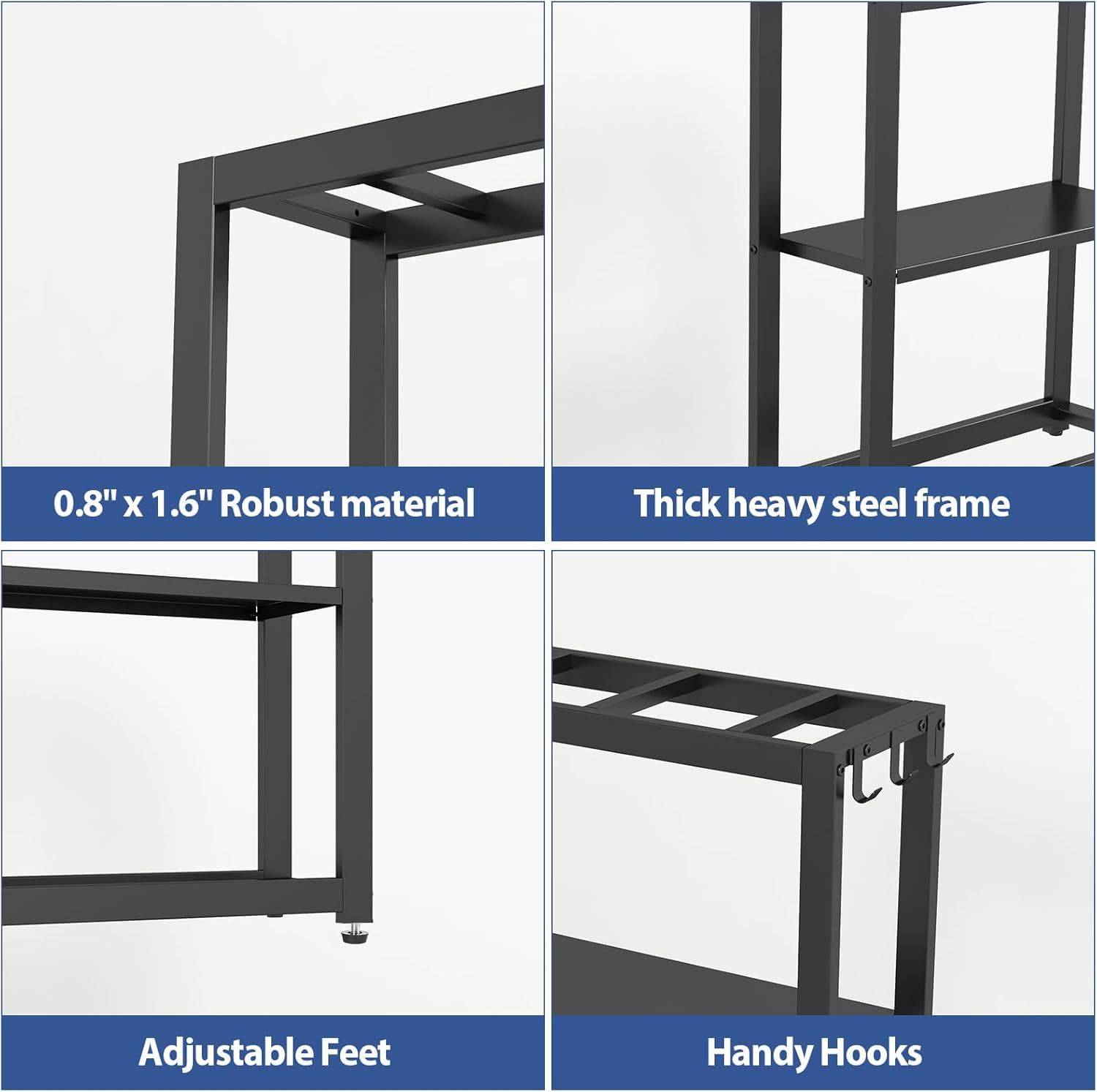 10-20 Gallon Fish Tank Stand with Storage Shelf, Aquarium Stand Measuring 24.8" W x 9.5" D x 30.1" H with Hooks,Heavy Duty Metal Turtle Reptile Tank Stand, Easy Assemble