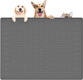 39.4"x29.5" Large Pet Food Mat, Silicone Dog Mats for Food and Water, Nonslip Pet Feeding Mats for Floors,Dog Cat Bowl Mat with Raised Edges, Dark Gray