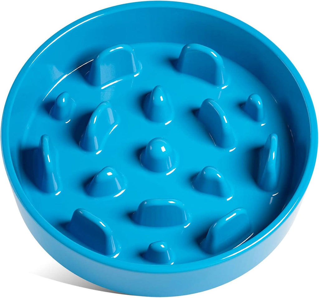 LE TAUCI Slow Feeder Dog Bowls Ceramic, 3 Cups Slow Feeding Dog Bowl Medium Large Breed, Puzzle Pet Dishes,Vortex Blue