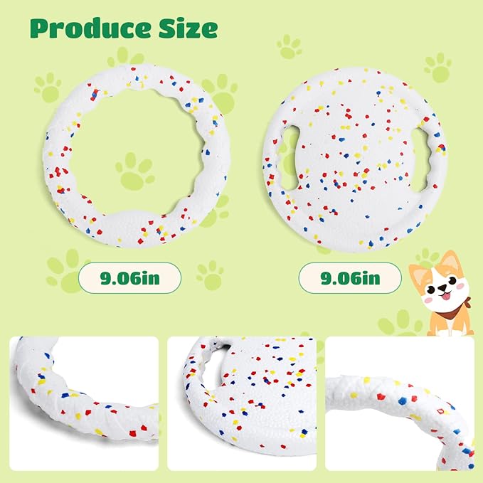 Nobleza Indestructible Fly Disc Ring Toy Set for Dog Pet, 2025 New Poncorn E-TPU Durable Puppy Fetch Outdoor Interactive Toy for Large Medium Small Aggressive Chewers, 4 PCS