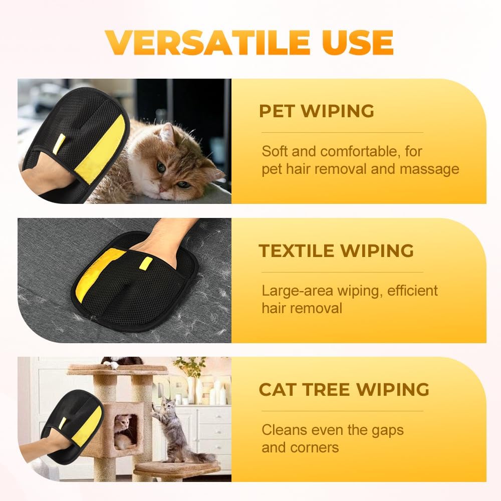 Pet Hair Removal Glove for Cats & Dogs, 2025 New Pet Hair Remover Electrostatic Gloves Pet Hair Remover Glove for Couch, Furniture, Carpet, Curtain, Washable Reusable Animal Fur Removal Tool (2PCS)