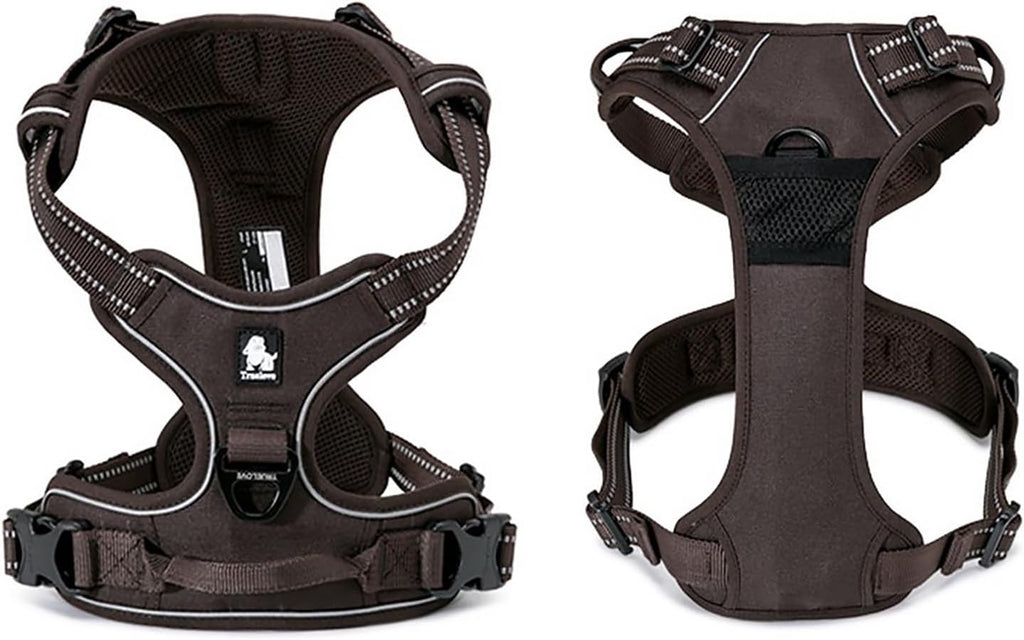 TRUE LOVE Adjustable No-Pull Dog Harness Reflective Pup Vest Harnesses Comfortable Control Brilliant Colors Truelove TLH5651(Brown,S)